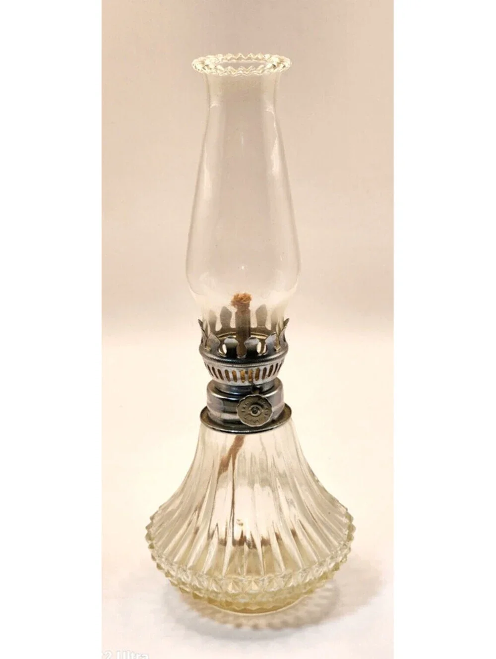 Lamplight Farms Cut Glass 9” Oil Lamp Vintage